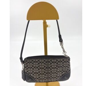 Coach Signature Jacquard Mini Wristlet Zip Pouch